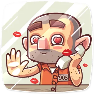 😍 prisoner, love, jail, inmate, cartoon telegram sticker