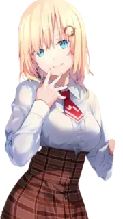 😊 Anime, Ragazza, Uniforme scolastica, Personaggio, Carina, Capelli biondi, Occhi azzurri telegram sticker