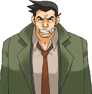 😠 Dick Gumshoe Ace Attorney detektyw, anime, manga, śledczy, zły telegram sticker
