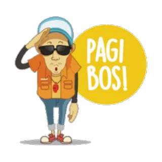 ✋ PAGI BOS! greeting, man, pagi, bos, salute, cartoon telegram sticker