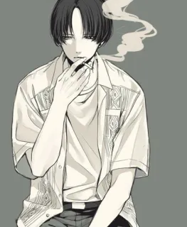 🚬 uomo, sigaretta, fumare, anime, illustrazione telegram sticker