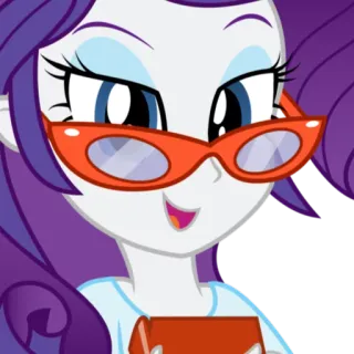 📔 Rarity My Little Pony My Little Pony, Equestria Girls, Рарити, очки, мультфильм whatsapp sticker