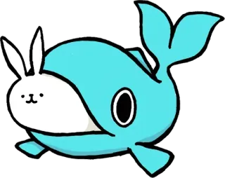 🐬 balena, coniglio, animale ibrido, cartone animato, carino, animale, fantasy telegram sticker