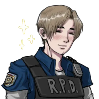😊 Leon S. Kennedy Resident Evil resident evil, rpd, police, leon kennedy, video game telegram sticker