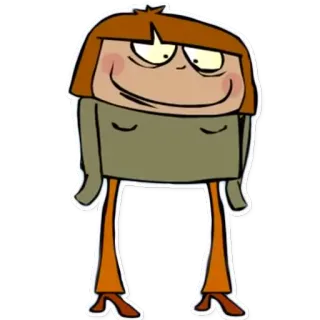 👧 personagem de desenho animado, ilustração, engraçado, adesivo, desenho animado, corpo quadrado whatsapp sticker