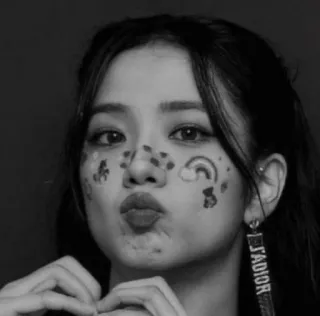 🖤 orang, wanita, wajah, ekspresi, hitam putih whatsapp sticker