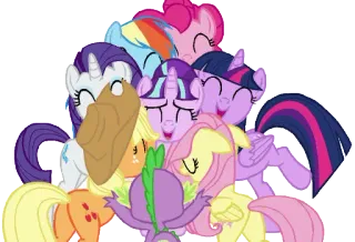 ☺️ My Little Pony, amistad, dibujos animados, abrazos, animado, ponis, Starlight Glimmer, Twilight Sparkle telegram sticker