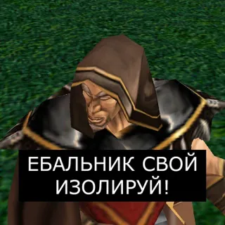 🙊 ЕБАЛЬНИК СВОЙ ИЗОЛИРУЙ! offensant, russe, insulte, mème telegram sticker