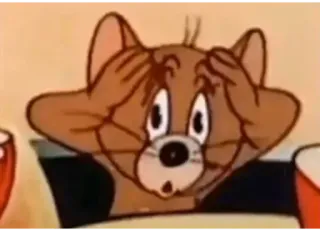 🤍 Jerry Tom and Jerry 만화, 쥐, 놀란, 충격받은, 웃긴, 동물, 애니메이션 telegram sticker