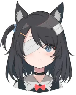 🙂 Anime, Chica, Orejas de gato, Parche telegram sticker