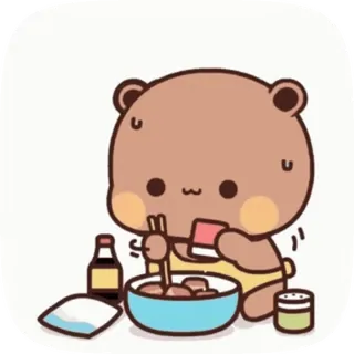 🥺 urso, comendo, hashis, kawaii, comida, fofo telegram sticker
