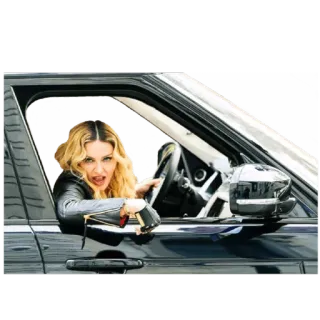 🚗 Madonna Sänger, Popstar, Autofahren, Auto, Stinkefinger telegram sticker