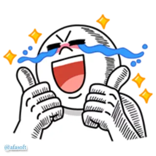 😄 @afasoft การ์ตูน, อีโมติคอน, มีความสุข, ยกนิ้วโป้ง, เชิงบวก, การอนุมัติ, ภาพประกอบ telegram sticker