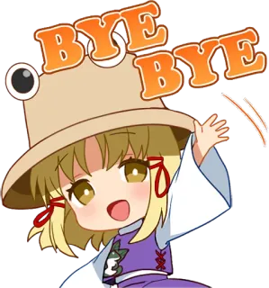 👋 BYE BYE Anime, Chibi, Topi, Selamat tinggal, Melambai, Kartun telegram sticker