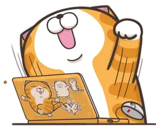 😃 Katze, Computer, Cartoon, Tier, Laptop, Süß, Aufkleber telegram sticker