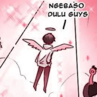🦎 NGEBASO DULU GUYS anjo, asas, desenho animado, anime, texto, rosa telegram sticker