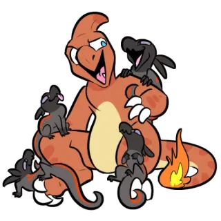 💞 Charmeleon pokemon, cartoon, creature, animal, cute, reptile whatsapp sticker