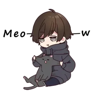 🤗 Meow anime, cat, cute, cartoon telegram sticker