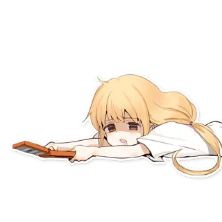 🤤 Anime, Desenho animado, Deitado, Cansado, Triste telegram sticker