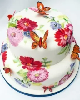 🍰 cake, butterflies, flowers, dessert, celebration, pastry telegram sticker