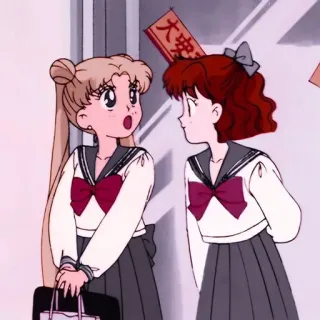 😊 大戰 anime, sailor moon, school uniform, friends, characters, japanese telegram sticker