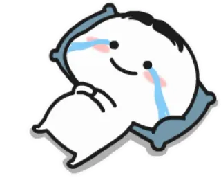 🍡 triste, llorando, almohada, dibujos animados whatsapp sticker