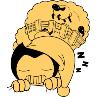 💤 Bendy Bendy and the Ink Machine Z Z Z dormindo, desenho animado, sonolento, ovelha, sonhando telegram sticker