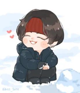 🥰 @bts_bore bts, kpop, zima, śnieg, słodkie, fanart, chibi telegram sticker
