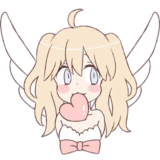 🫶 ange, mignon, kawaii, coeur, dessin animé telegram sticker