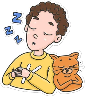 😴 dormire, gatto, zzz, pisolino, ragazzo, cartone animato, riposo, assonnato telegram sticker
