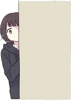 😶 Anime, Fille, Caché(e), Papier, Mignon(ne), Dessin animé whatsapp sticker