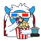 🍿 Film, Popcorn, 3D, Cartoon, Monster, Unterhaltung, Brille telegram sticker