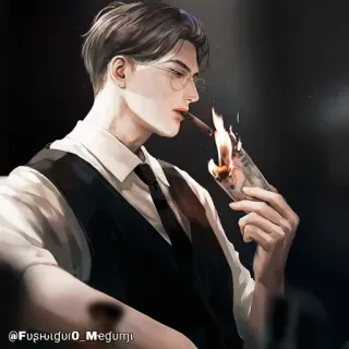 🚬 hombre, cigarro, fumando, dinero, quemando, traje, ilustración, lujo whatsapp sticker