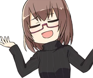 😏 anime, woman, glasses, shrugging whatsapp sticker