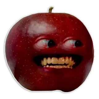😳 Apple Annoying Orange mela, frutta, divertente, arancia che parla, personaggio telegram sticker
