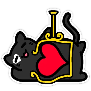 ♥ gato, coração, fofo, animal, adesivo, desenho animado telegram sticker