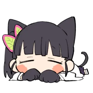 😴 Аниме, Чиби, Кошачьи ушки, Спящий, Милый, Кавайный whatsapp sticker