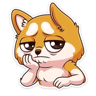 😞 cane, shiba inu, triste, annoiato, animale, cartone animato, adesivo whatsapp sticker