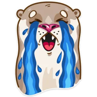 😭 rái cá, khóc, nước mắt, buồn, cảm xúc, động vật telegram sticker