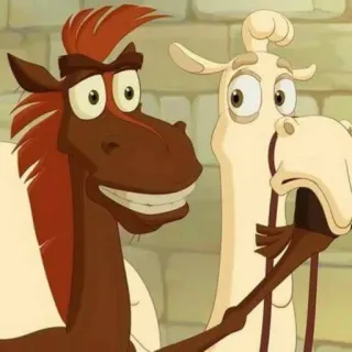 🕳️ horse, camel, cartoon, animals, friendship telegram sticker