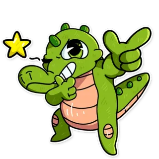 😉 dinosaure, dessin animé, autocollant, animal, kawaii, mignon telegram sticker