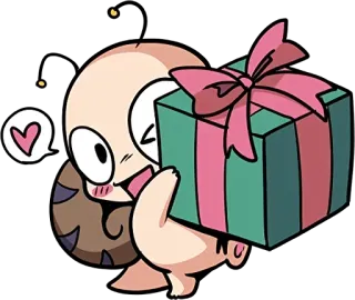 🐌 Kartun, Hadiah, Lucu, Hati, Kado, Cinta whatsapp sticker