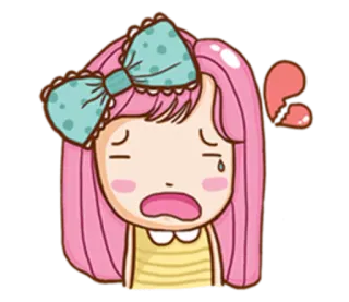 😫 traurig, weinend, Mädchen, gebrochenes Herz, Liebeskummer, emotional, Cartoon, Sticker telegram sticker