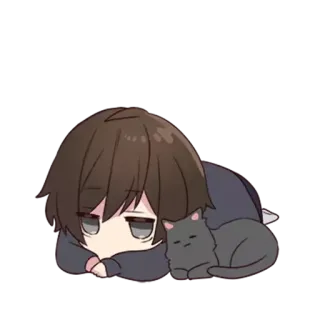 😕 anime, cat, chibi, cute, sleeping, relaxing telegram sticker