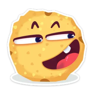 😏 cartoon, cookie, facial expression, food, happy, baked good telegram sticker