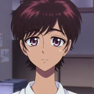 😊 Anime, Mujer, Retrato, Pelo corto, Dibujos animados telegram sticker