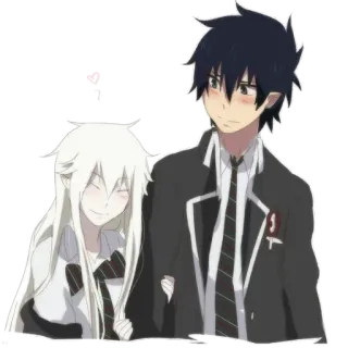 ♥ Rin Okumura Blue Exorcist Anime, Manga, Demone, Okumura, Personaggio, Studente, Capelli bianchi, Uniforme scolastica telegram sticker