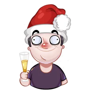 🎅 Kartun, Perayaan, Natal, Liburan, Topi Santa, Minum, Alkohol whatsapp sticker