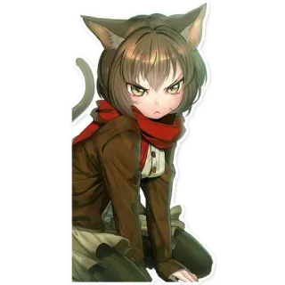 😾 อนิเมะ, สาวหูแมว, เคโมะมิมิ, โกรธ, ผู้หญิง telegram sticker