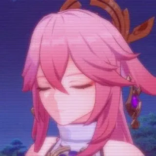 🌟 Yae Miko Genshin Impact Anime, Jeu vidéo, Genshin Impact, Yae Miko, Cheveux roses whatsapp sticker